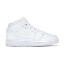 White 1 Mid Air Jordan Basketball Shoes Kids 554725-130